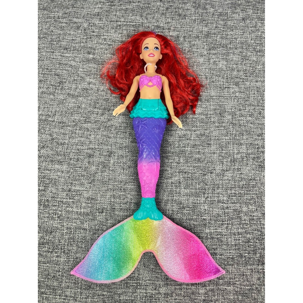 Disney Princess Ariel Mermaid Doll Mattel Red Hair Rainbow Fin 14 inch 2023